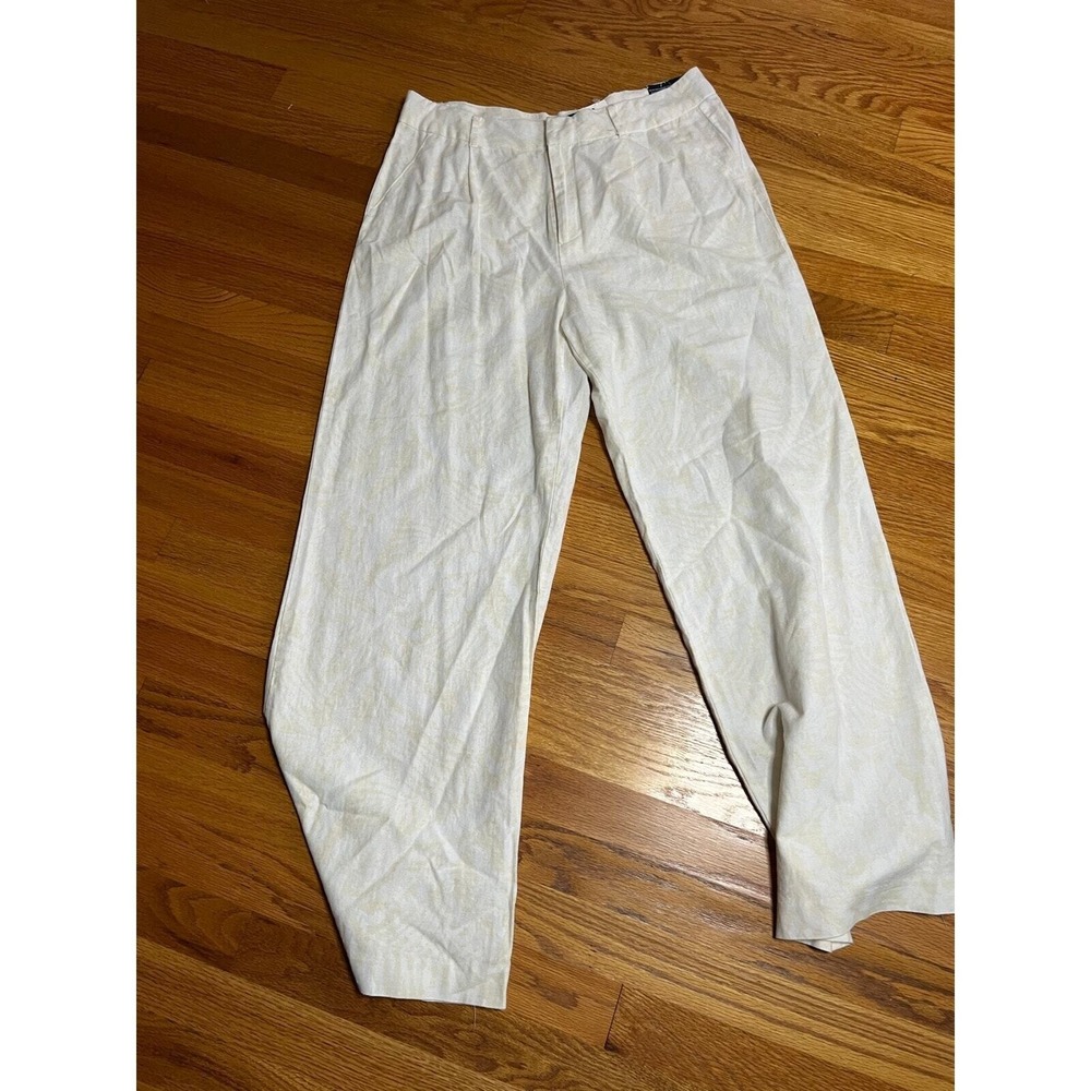 SoundStyle New York Los Angeles ivory tan wide leg trousers 12/31 NWT linen